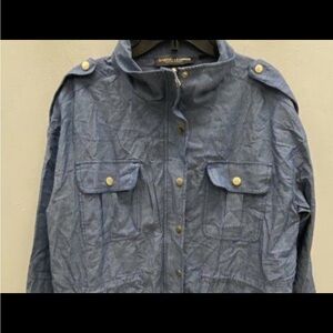 NWT Gabrielle Union Blue Utility Jacket with Gold Accents L